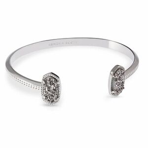 Kendra Scott Silver Druzy Cuff Bracelet With Engraved Accents.